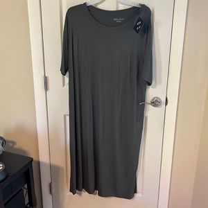 Army green colored tshirt dress. Long. NWT